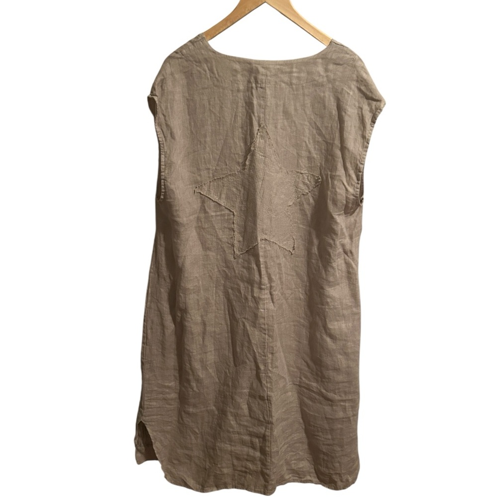 NWT Linen Sleeveless Midi Dress in Beige - Picture 2 of 10